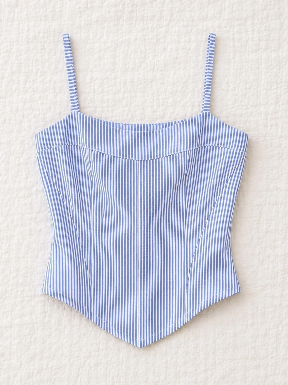 Edikted Blue and White Striped Corset Cami